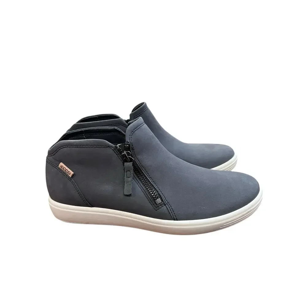 ECCO Women's Soft Nubuck Low Zip Sneaker Booties US Sz 8.5 Gray NWOB - Picture 6 of 13